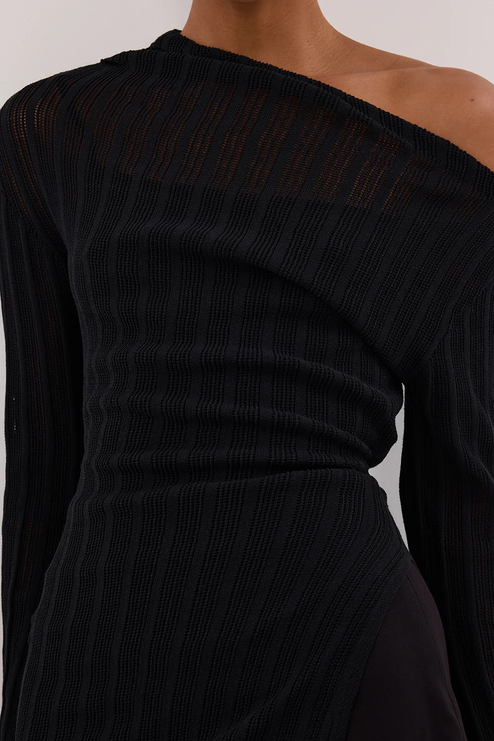 BOWIE BLACK LONG SLEEVE KNIT TOP - Gamepaces