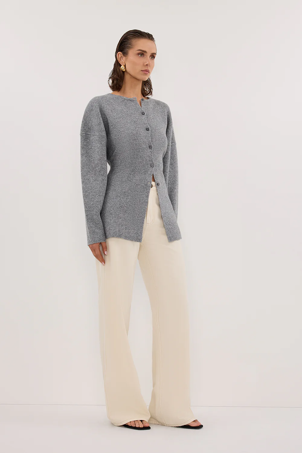 MARTHA GREY MARLE CINCHED CARDIGAN - Gamepaces