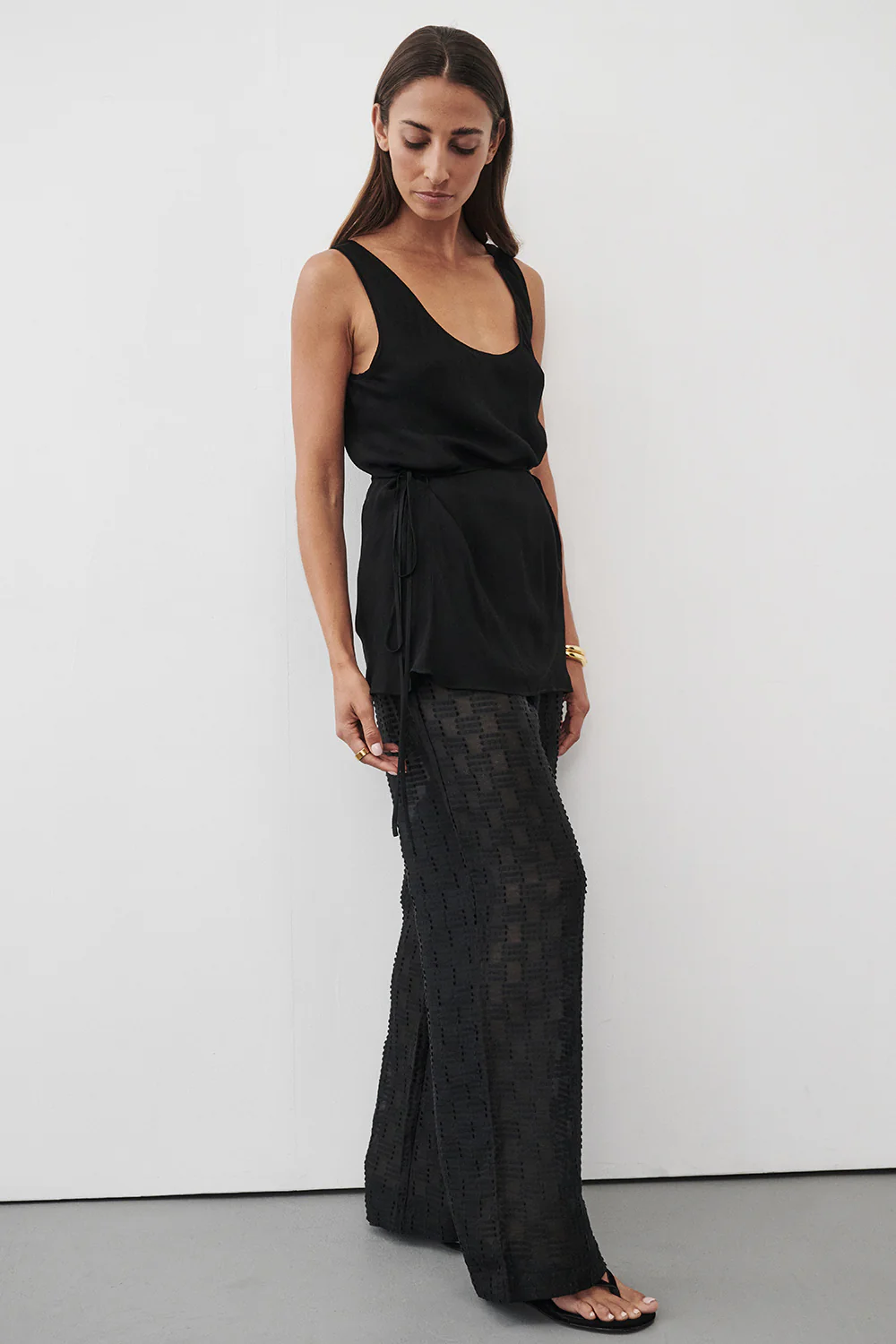 ELBA BLACK SHEER CHECK PANTS - Gamepaces