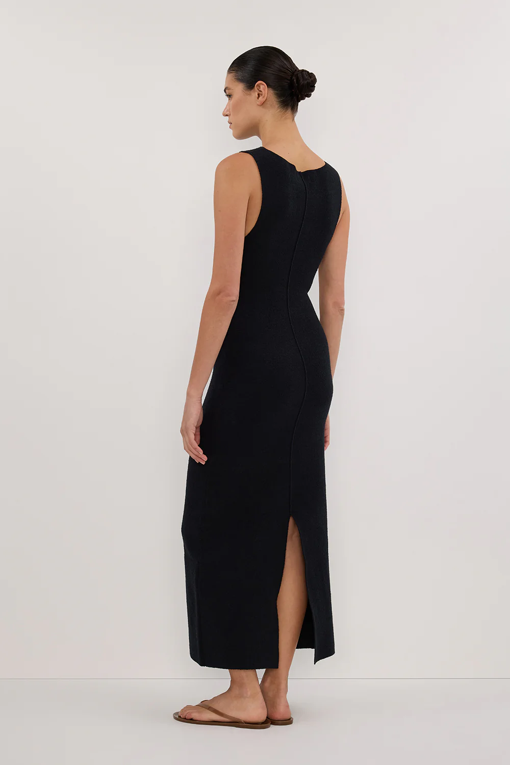 OWEN BLACK CREPE KNIT MIDI DRESS - Gamepaces