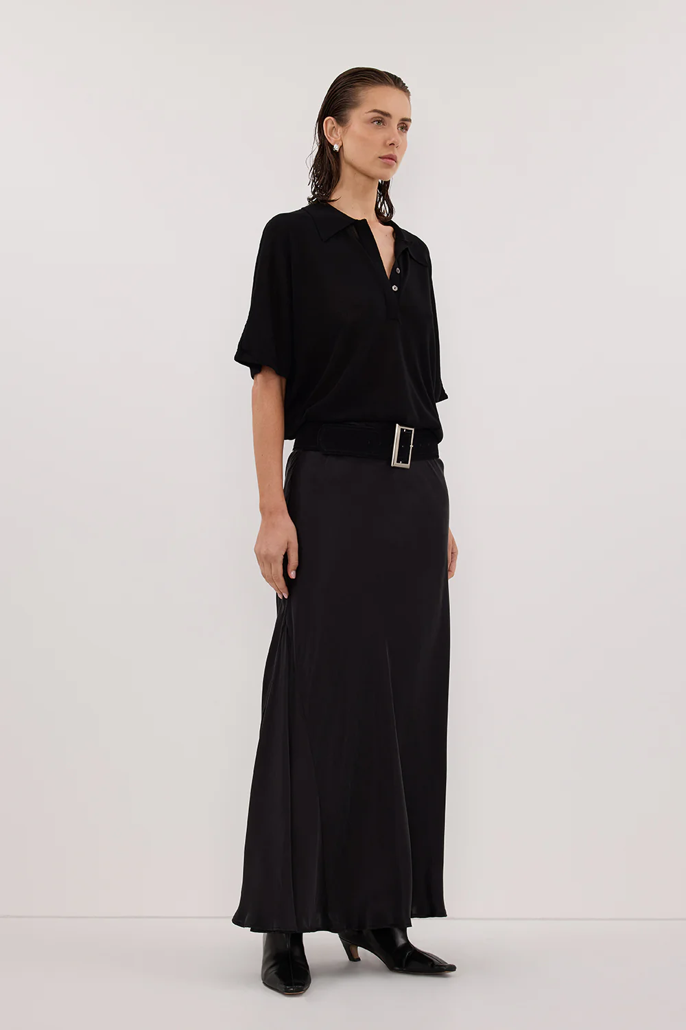 ELI BLACK POLO KNIT TOP - Gamepaces