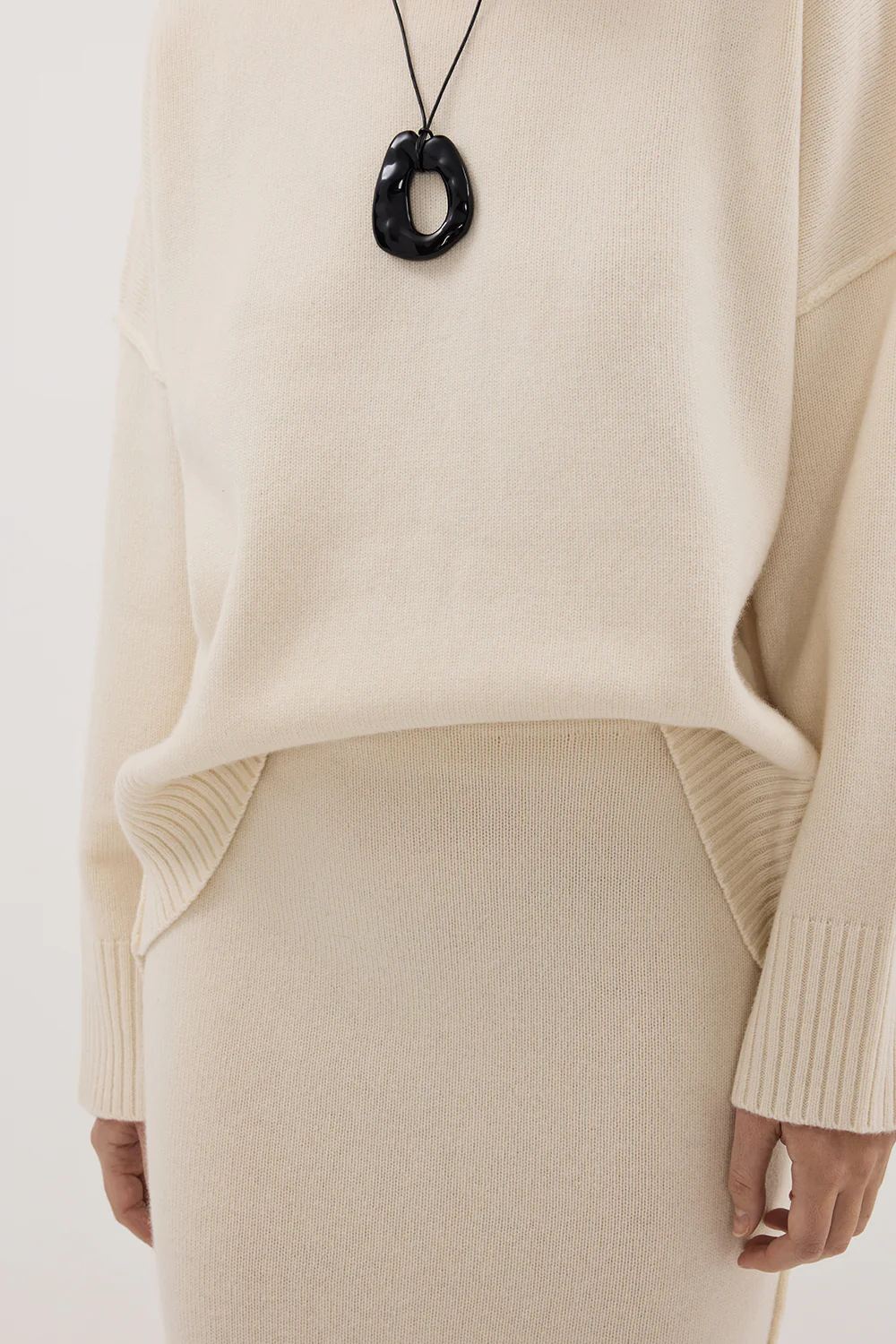 PAIGE CREAM WOOL KNIT MIDI SKIRT - Gamepaces