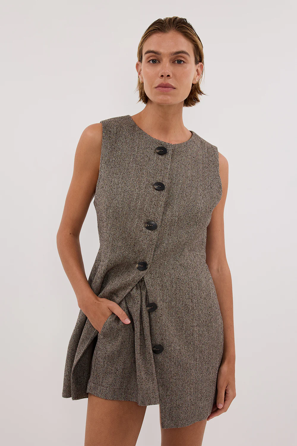 FRANKIE CHOC TWEED TUNIC VEST - Gamepaces