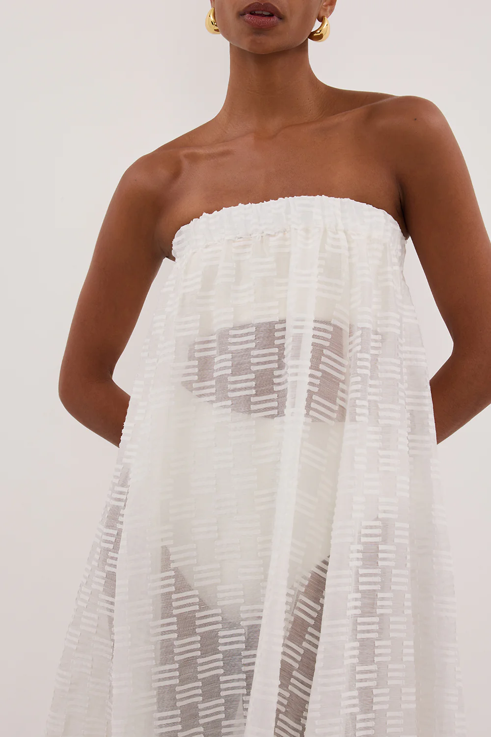 ELBA WHITE SHEER STRAPLESS DRESS - Gamepaces