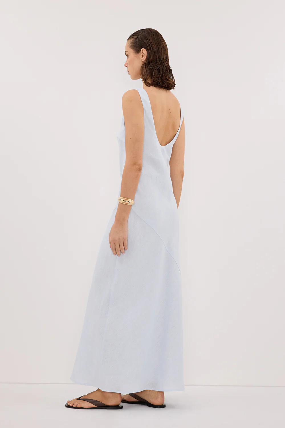 LACY CORNFLOWER SLEEVELESS LINEN MIDI DRESS - Gamepaces