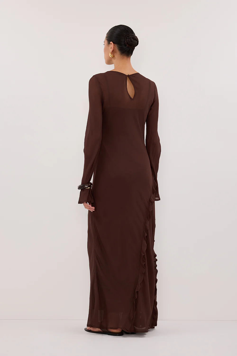 MARISSA CHOC LONG SLEEVE MAXI DRESS - Gamepaces