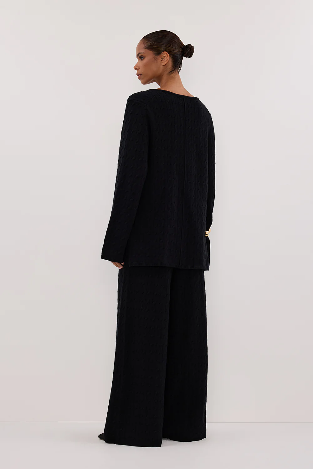MAREN BLACK CABLE KNIT PANT - Gamepaces