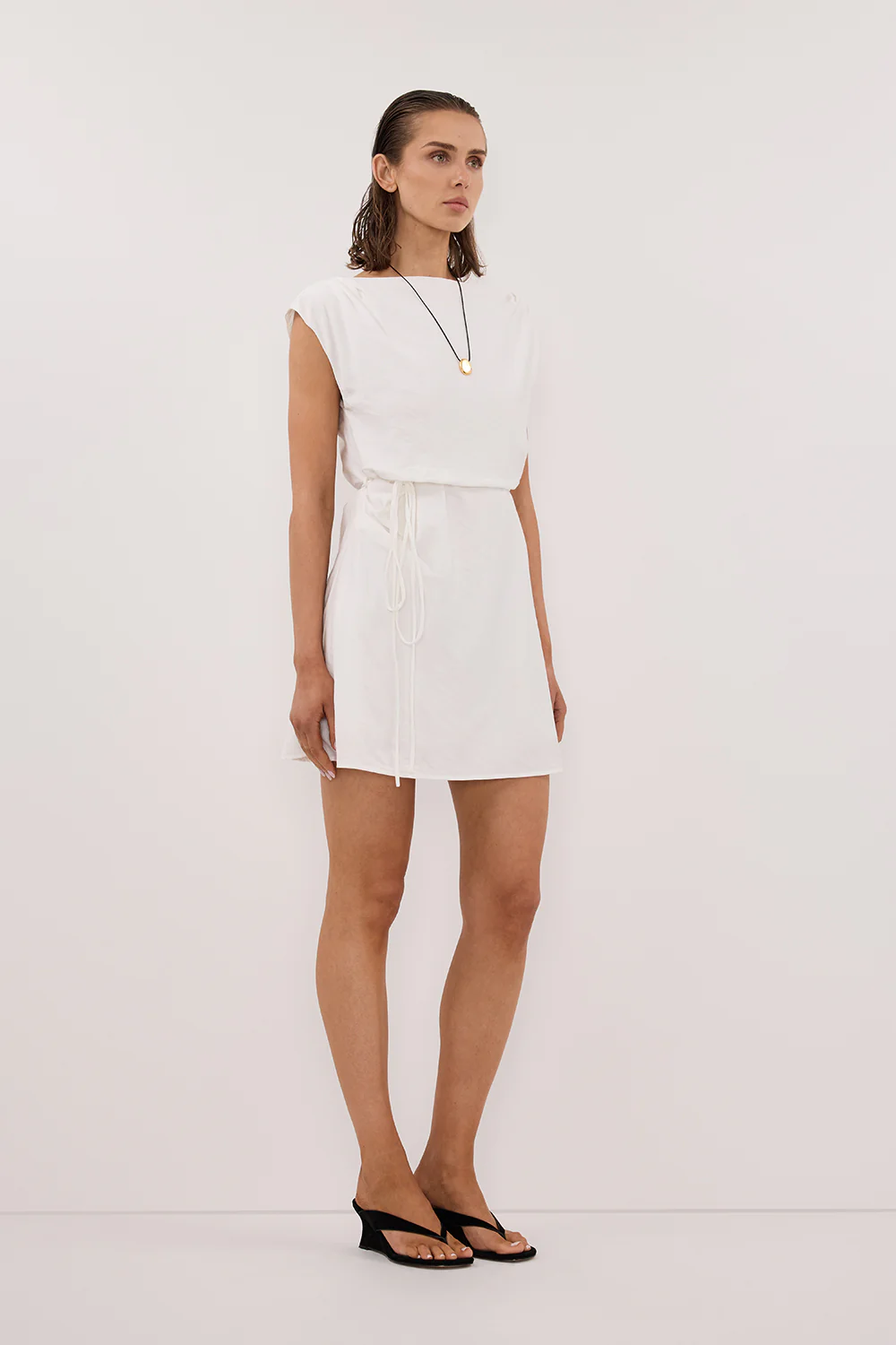 MARMO WHITE DRAPED MINI DRESS - Gamepaces