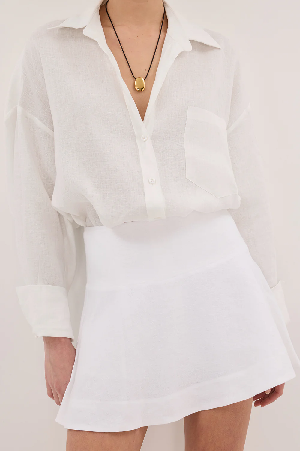 ALEA WHITE LINEN FLOUNCE MINI SKIRT - Gamepaces