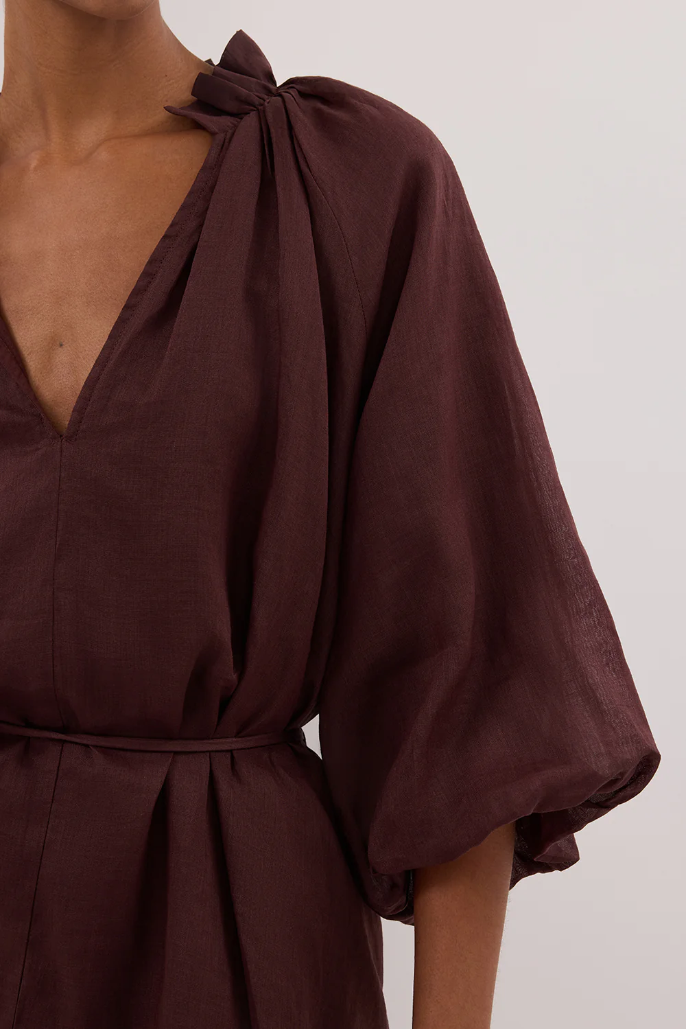 ELLIE WALNUT RAMIE SMOCK DRESS - Gamepaces