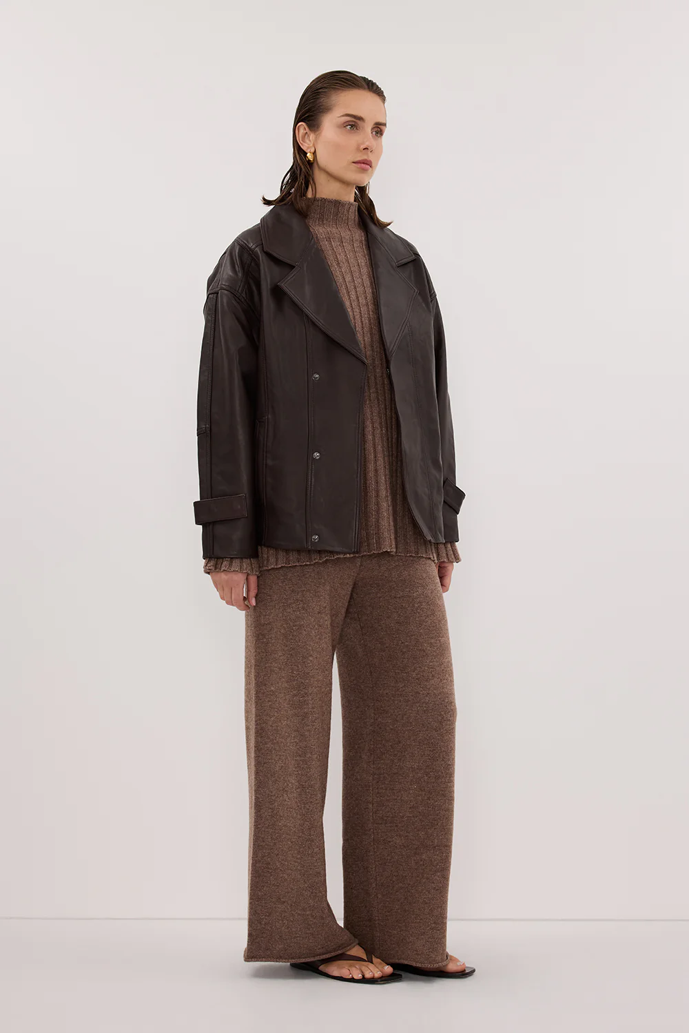 TUCSON MOCHA WIDE LEG KNIT PANT - Gamepaces