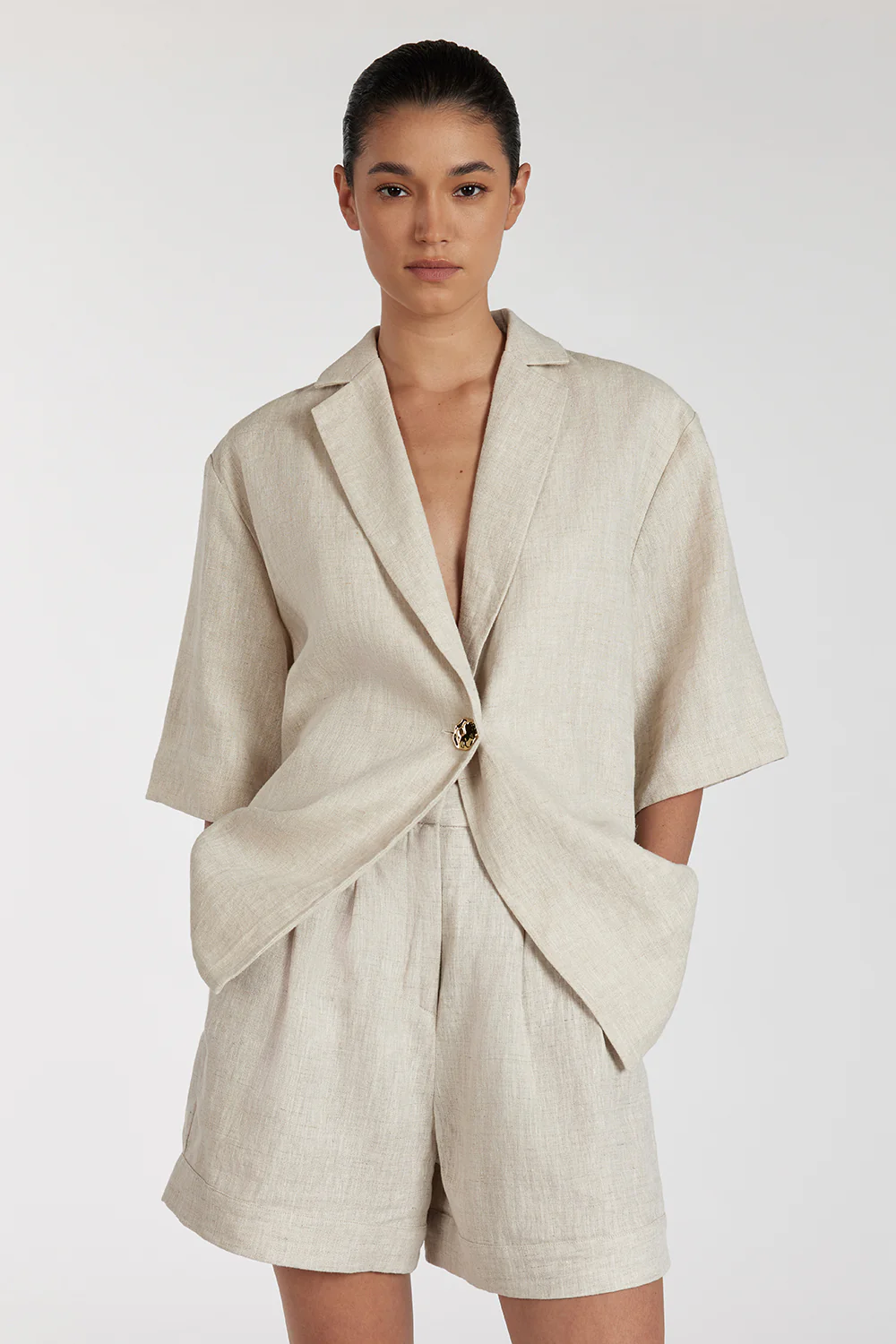 ALONDRA NATURAL LINEN SHORT - Gamepaces