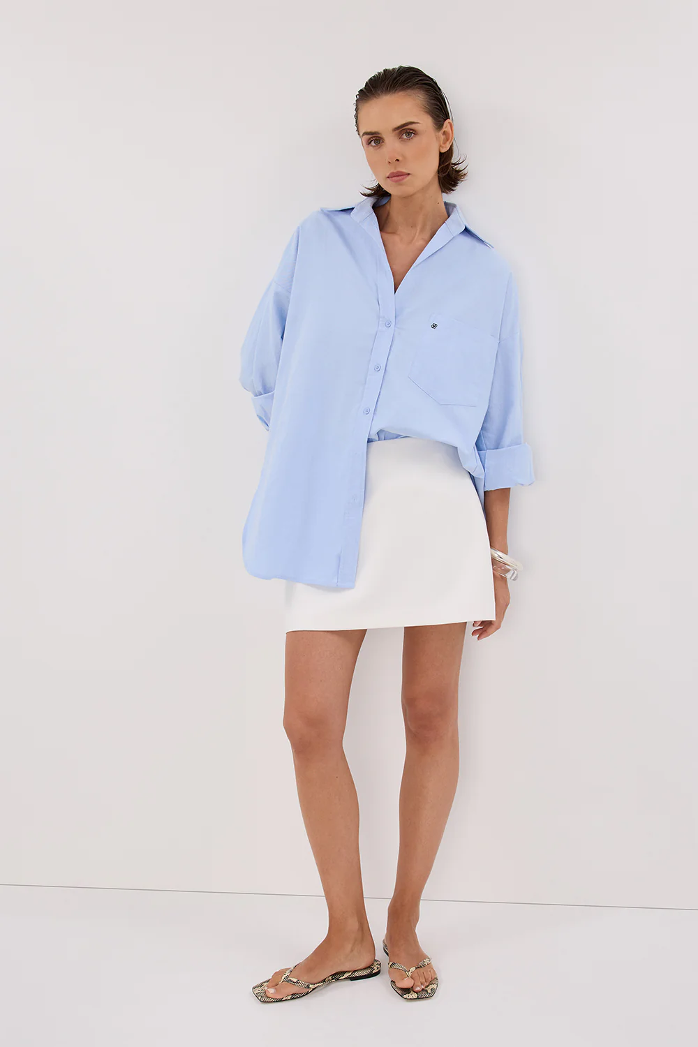 RHEA BLUE OVERSIZED COTTON SHIRT - Gamepaces