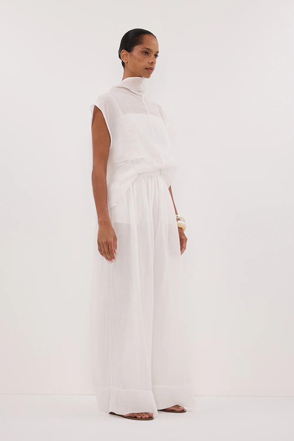 CARMEL WHITE RAMIE PANT - Gamepaces