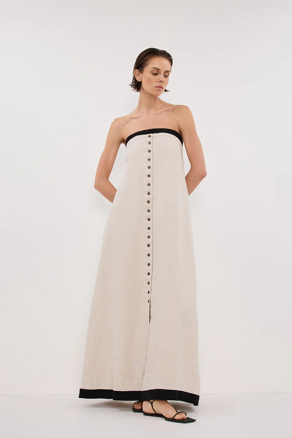 EBONY NATURAL STRAPLESS MIDI DRESS - Gamepaces