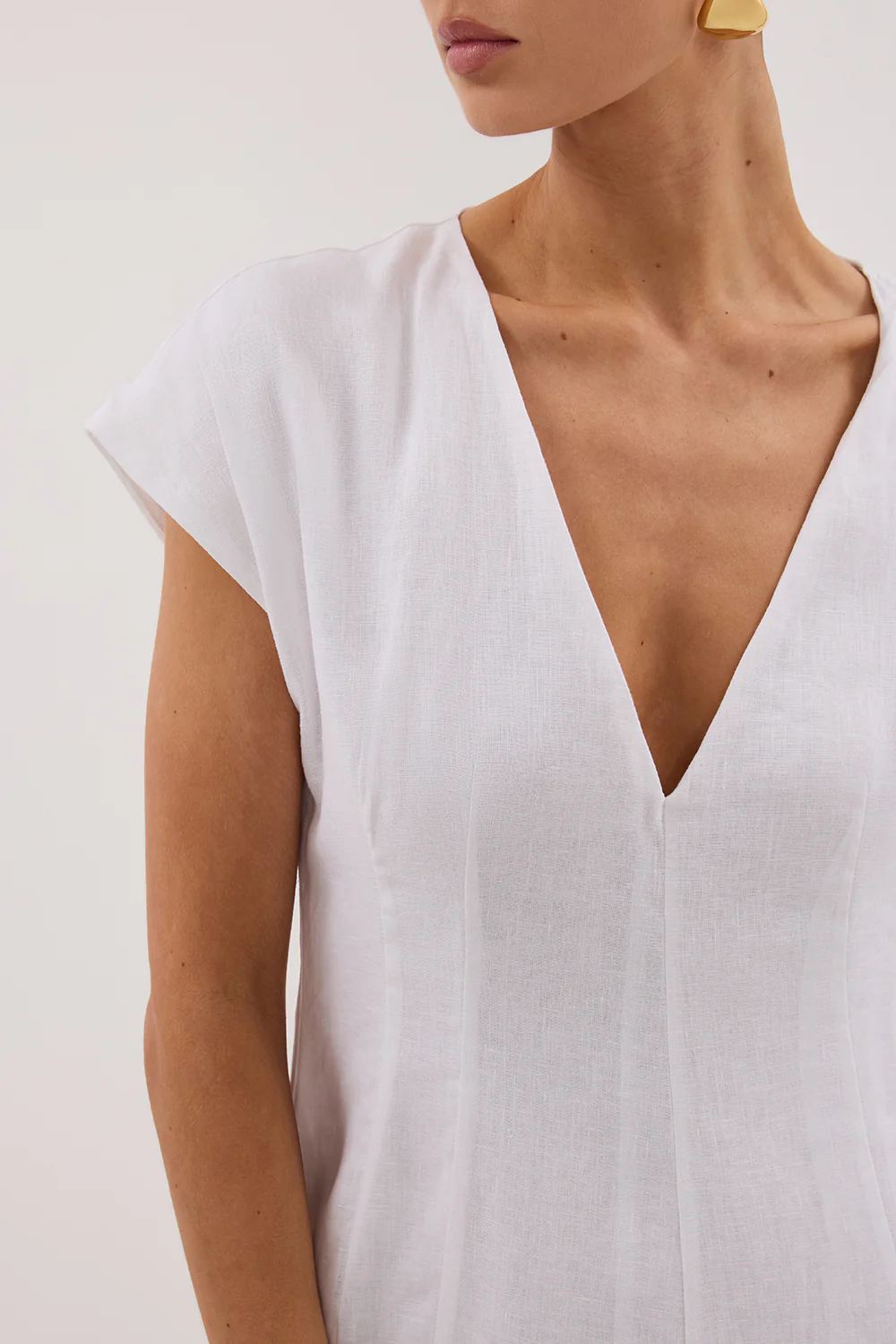 MATISSE WHITE LINEN MIDI DRESS - Gamepaces