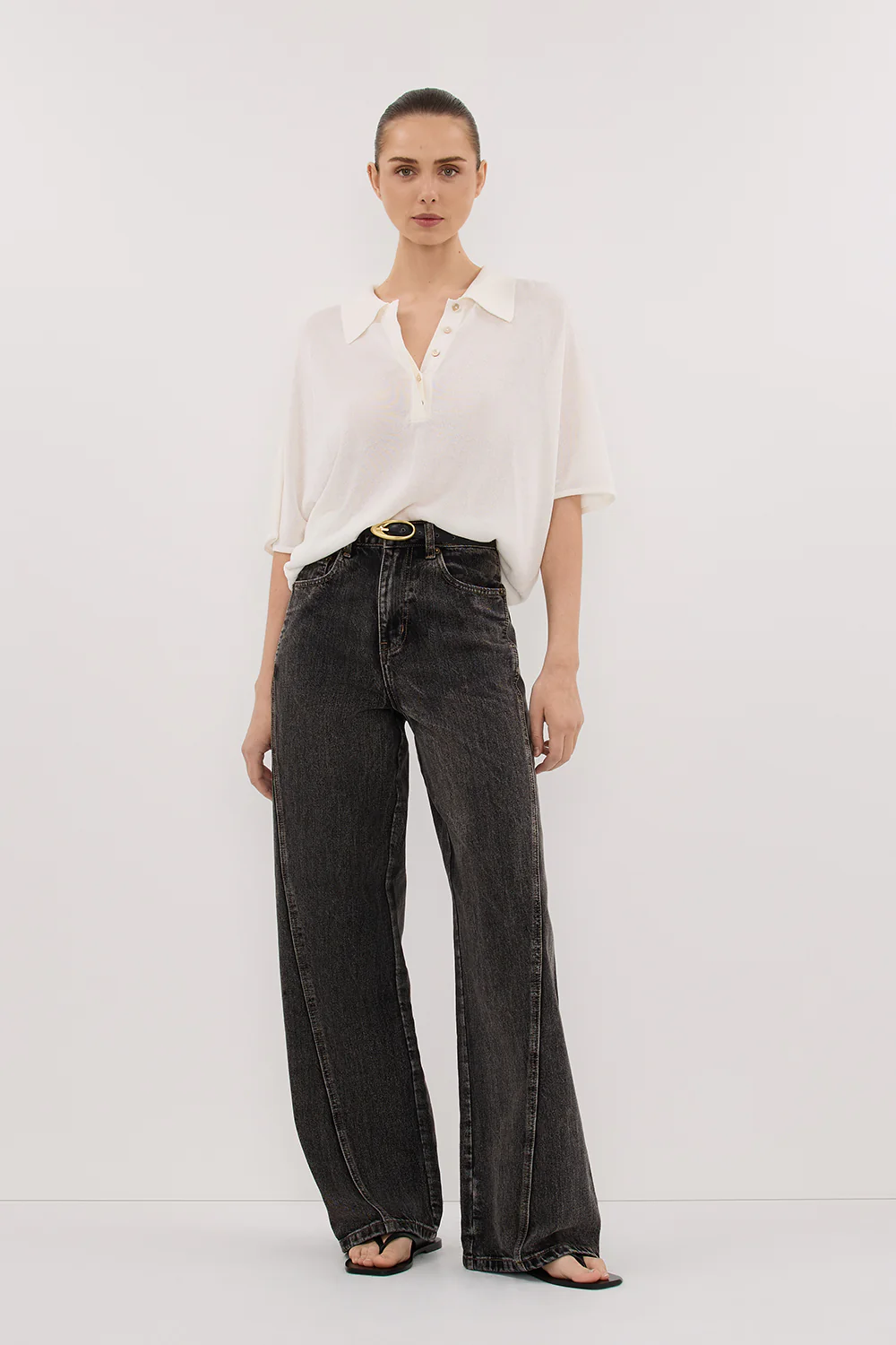 ELI CREAM POLO KNIT TOP - Gamepaces