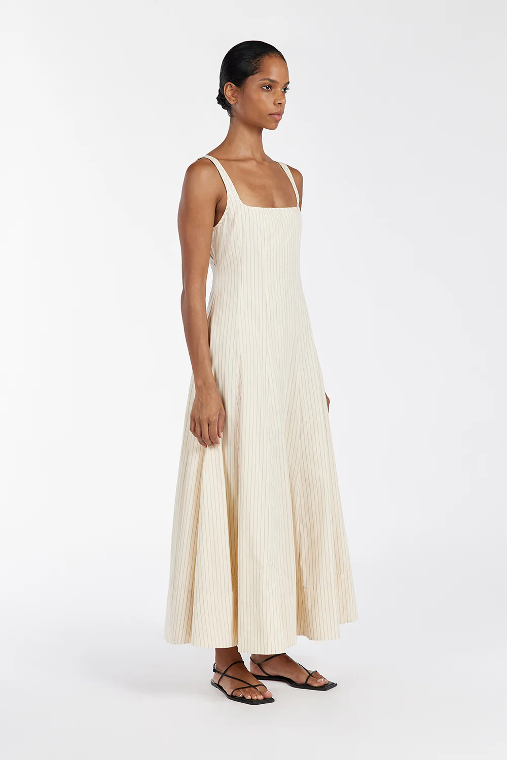 RILEY CREAM STRIPE MIDI DRESS - Gamepaces