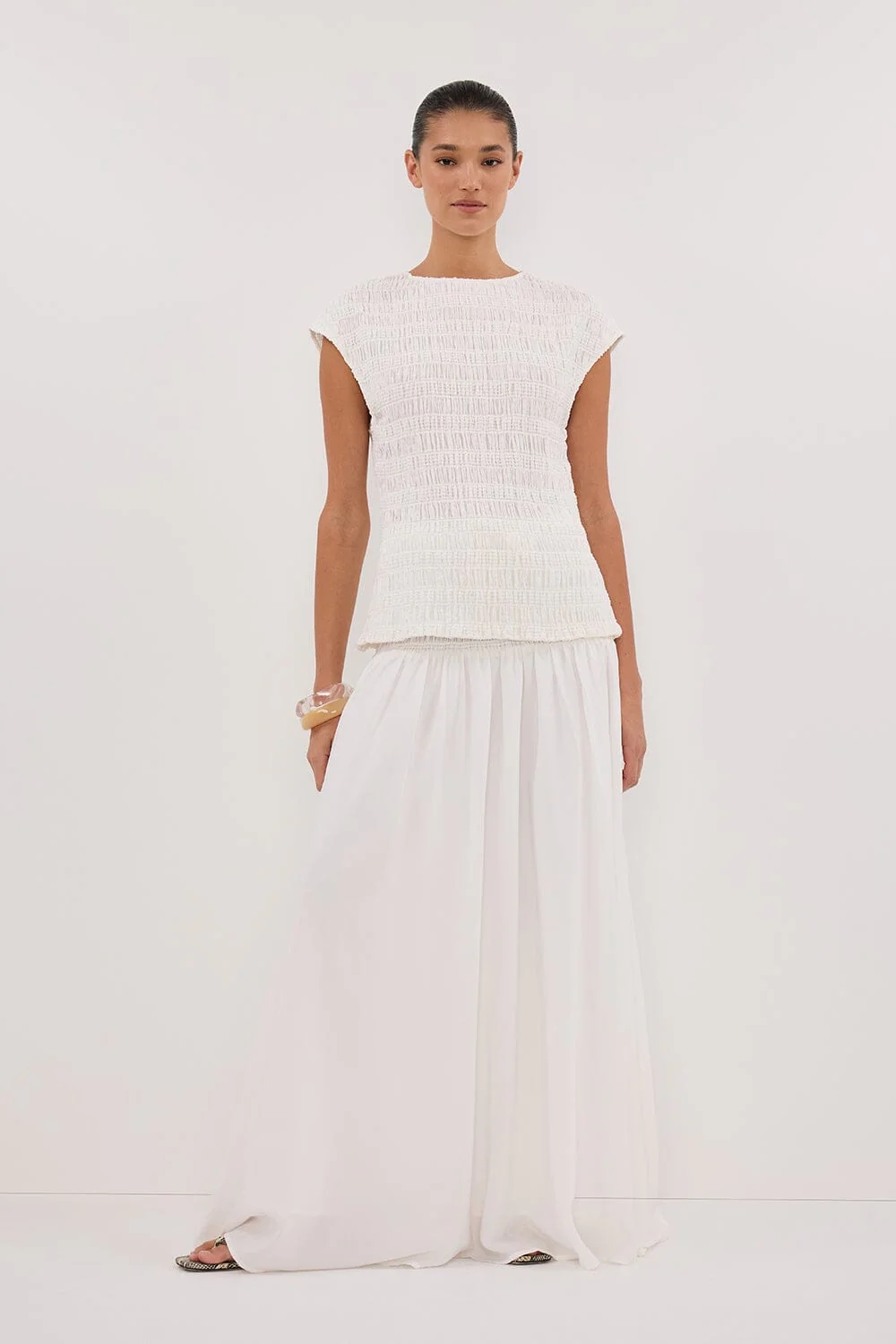 SIERRA WHITE TEXTURED MIDI SKIRT - Gamepaces