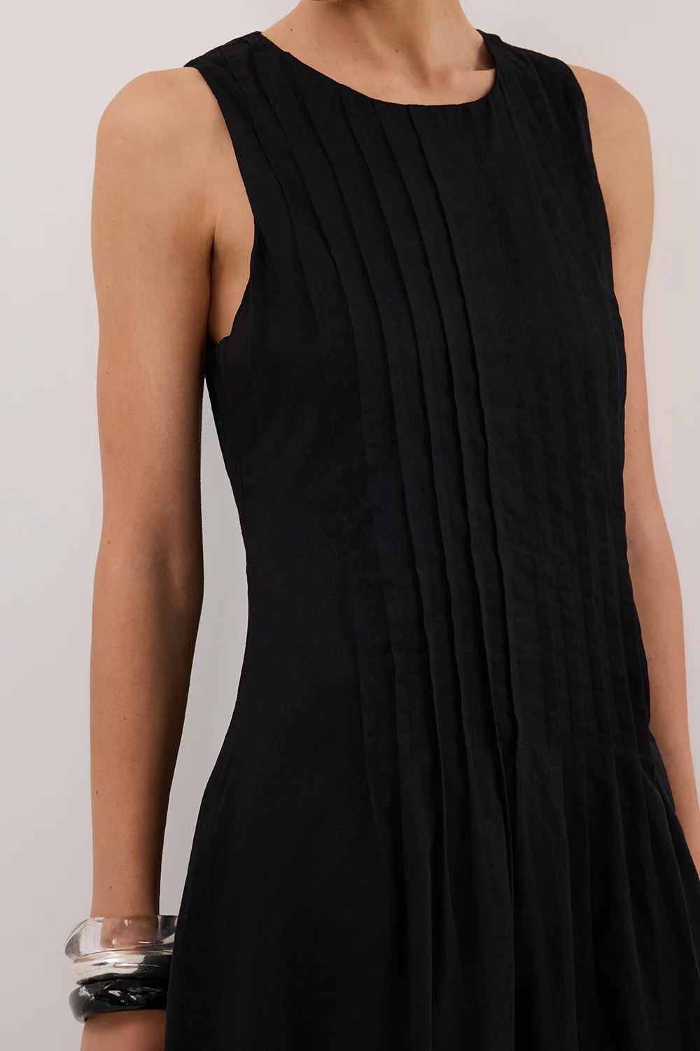 MILO BLACK LINEN BLEND MIDI DRESS - Gamepaces