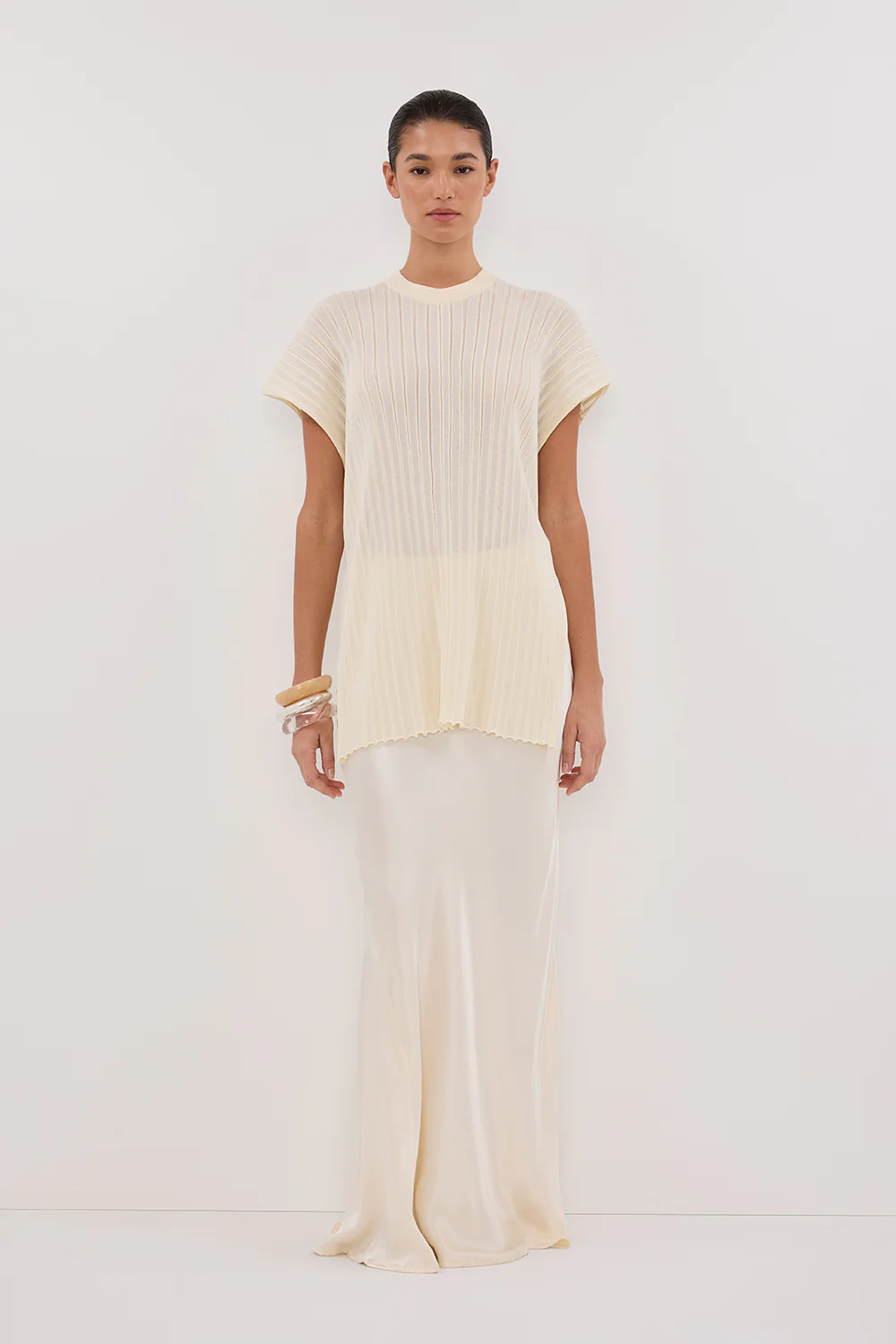 JADE CREAM SLEEVELESS KNIT TOP - Gamepaces