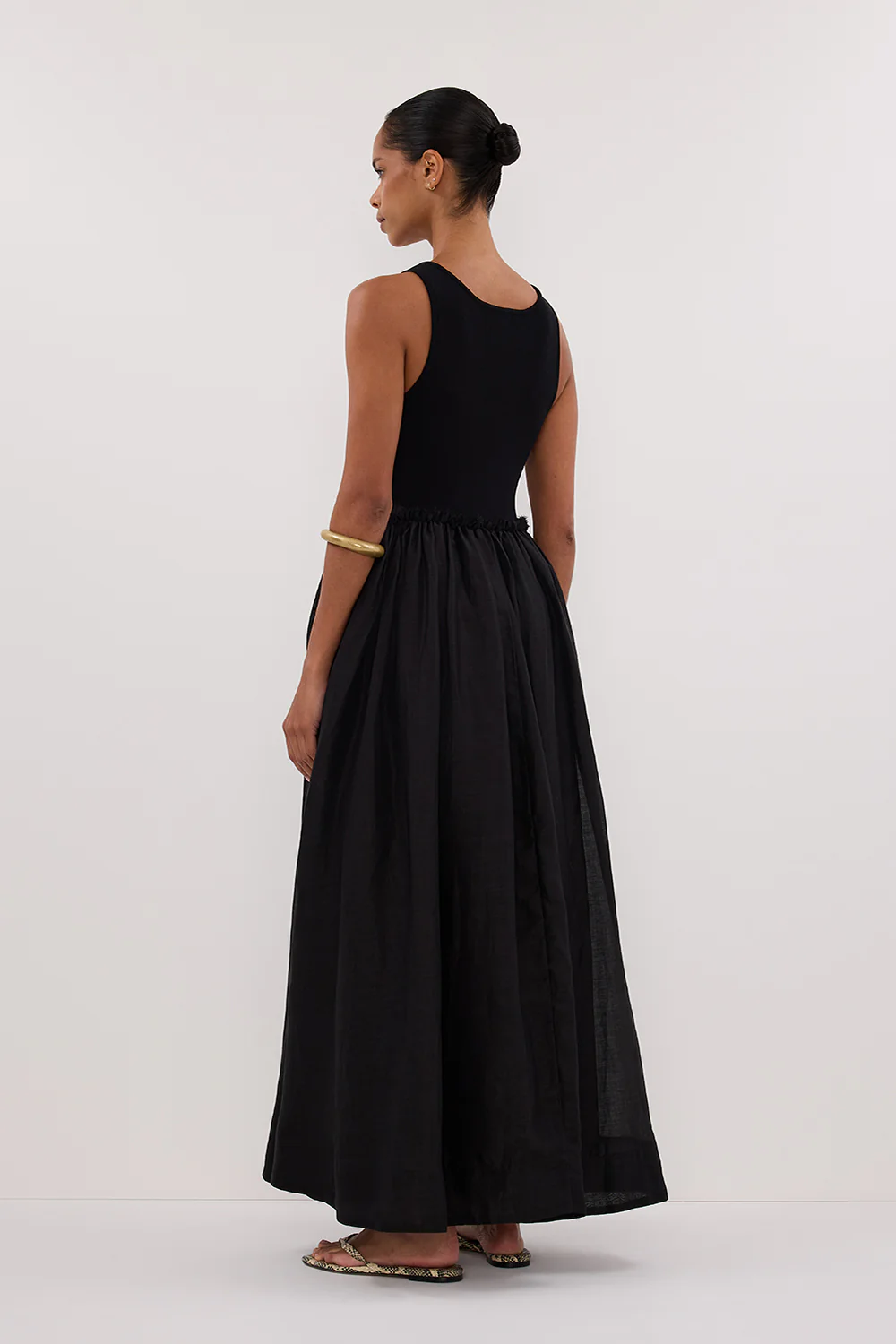 APRIL BLACK HYBRID KNIT MIDI DRESS - Gamepaces