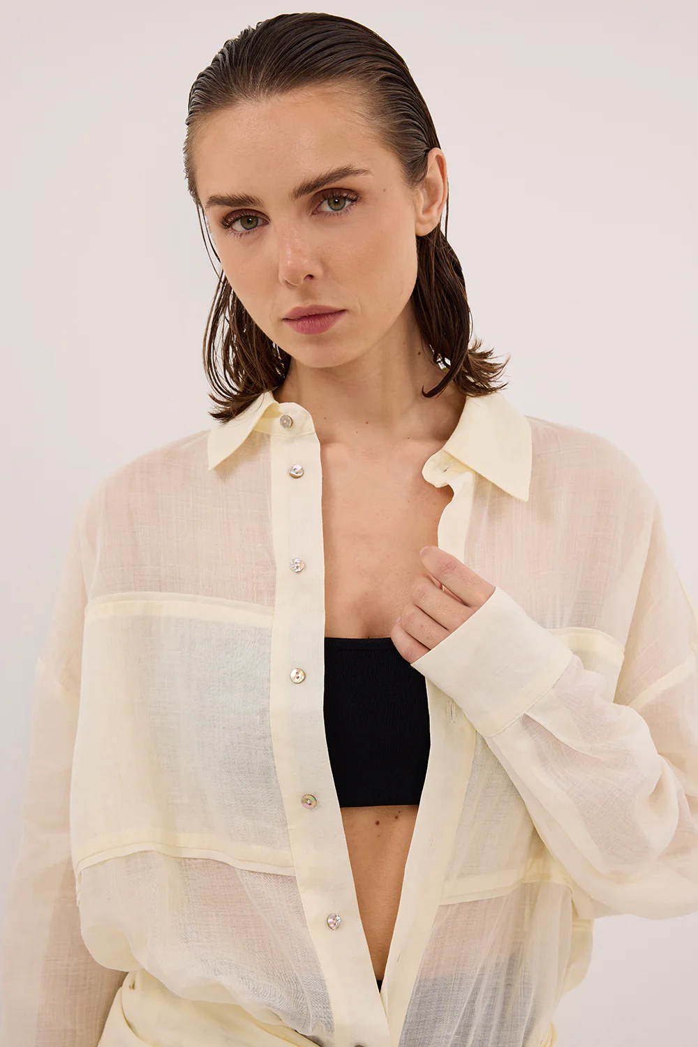 KAI STRAW OVERSIZED RAMIE LONG SLEEVE SHIRT - Gamepaces