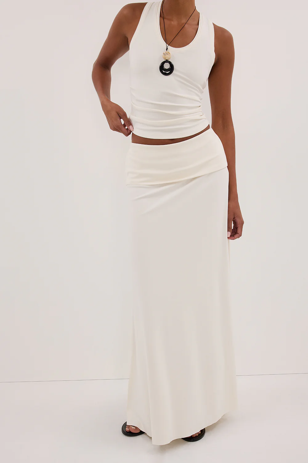 JULIE OFF WHITE MODAL BLEND MAXI SKIRT - Gamepaces