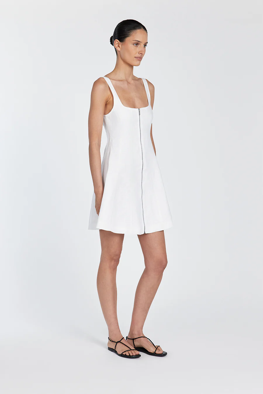 HARRIET WHITE LINEN MINI DRESS - Gamepaces