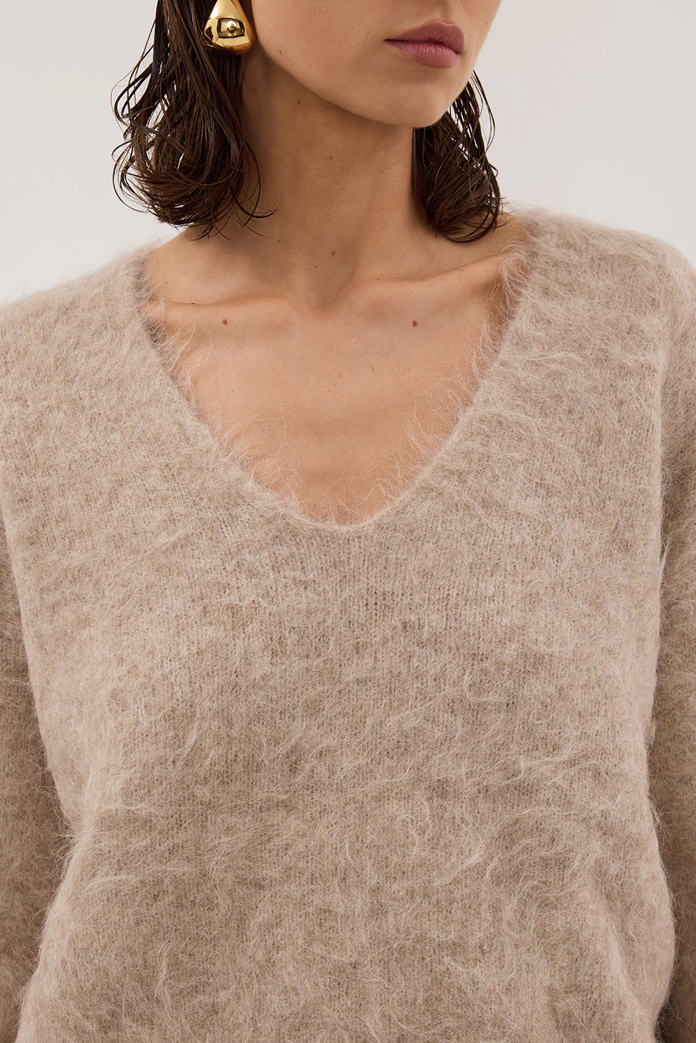 SALMA OAT V NECK JUMPER - Gamepaces