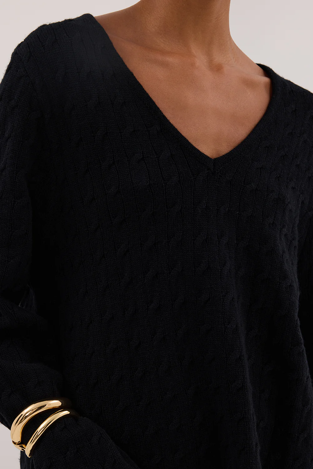 MAREN BLACK CABLE KNIT JUMPER - Gamepaces