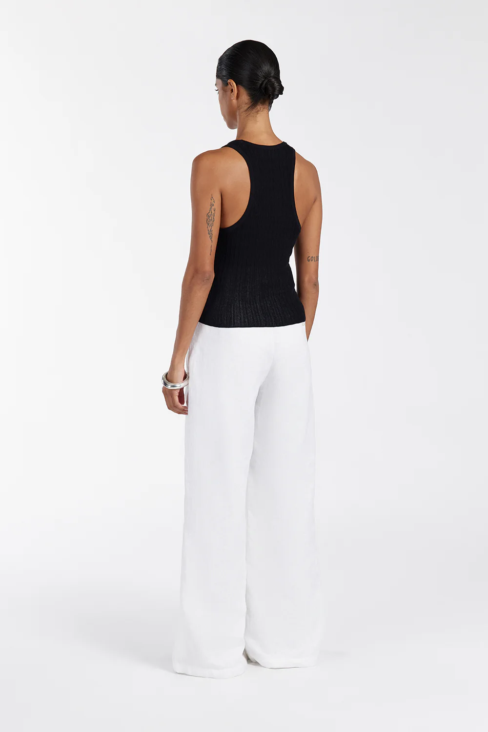 ALMA BLACK TEXTURED SCOOP KNIT TANK - Gamepaces