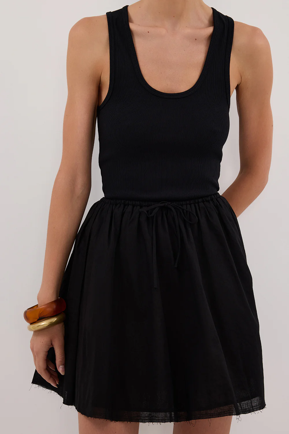 SIA BLACK DRAWSTRING MINI SKIRT - Gamepaces