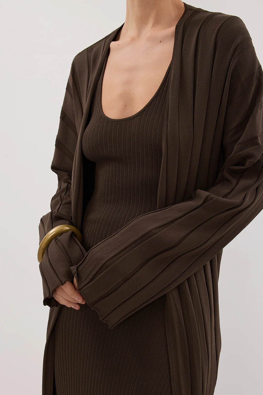EVE DARK OLIVE KNIT MIDI CARDIGAN - Gamepaces