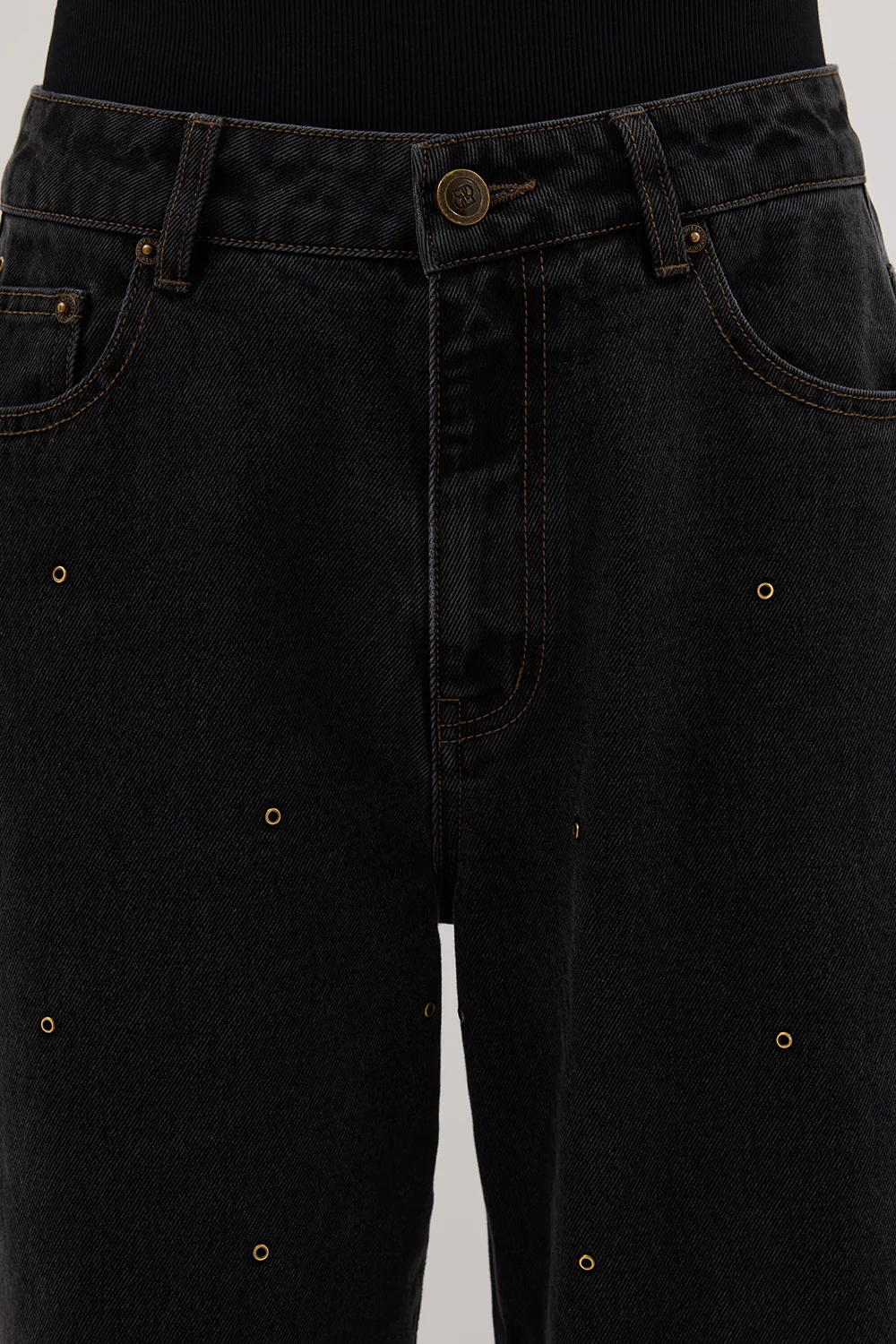 REAGAN 2.0 BLACK RINSE EYELET SLOUCHY JEAN - Gamepaces