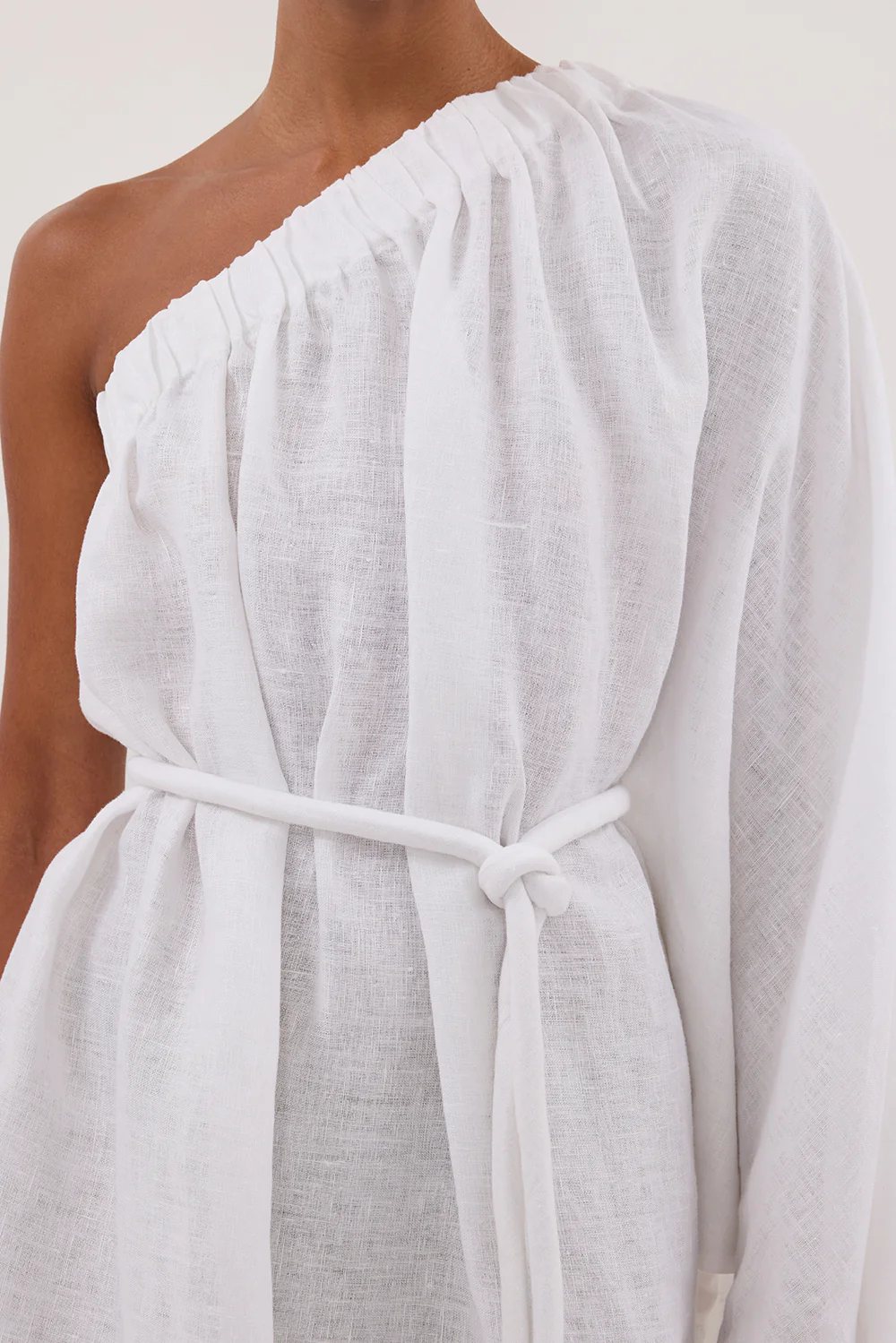 AURELIA WHITE ASYM LINEN MINI DRESS - Gamepaces