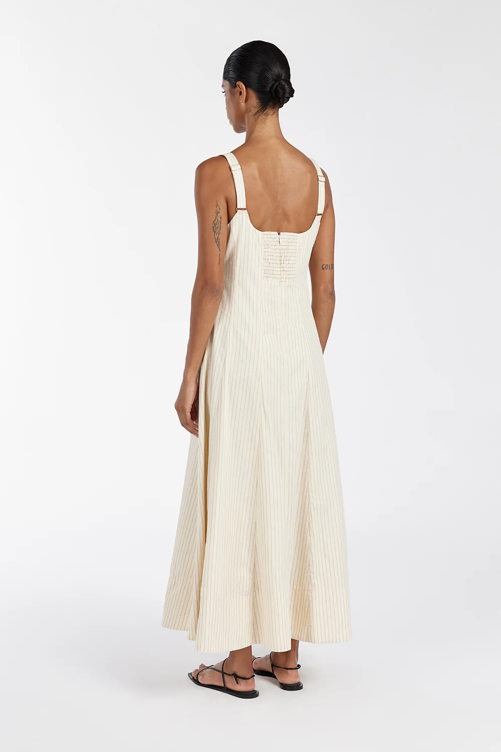 RILEY CREAM STRIPE MIDI DRESS - Gamepaces