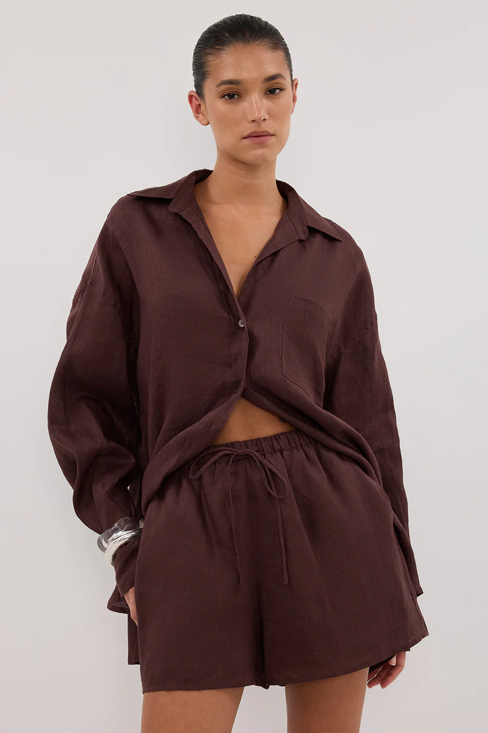 LUNE WALNUT LINEN SHORT - Gamepaces