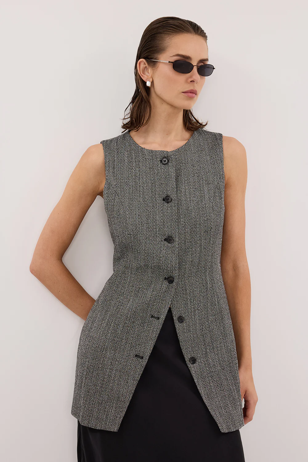 MANHATTAN CHARCOAL TWEED TUNIC VEST - Gamepaces