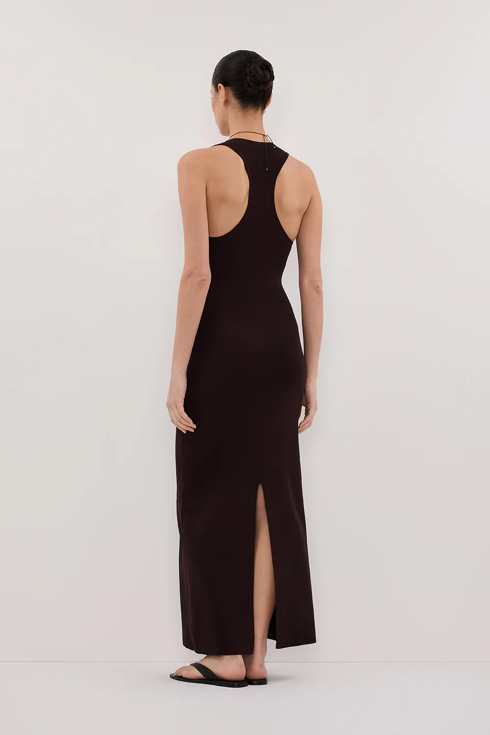 DEVIN BITTER CHOC RACER KNIT MIDI DRESS - Gamepaces