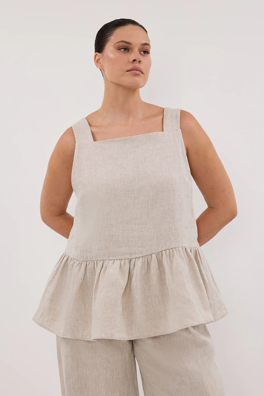 DAISY NATURAL LINEN PEPLUM TOP - Gamepaces