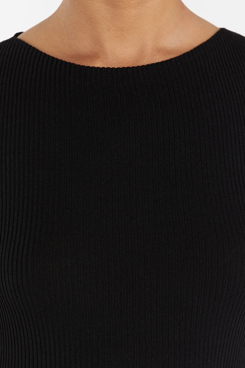 MAX BLACK BOAT NECK KNIT MIDI DRESS - Gamepaces