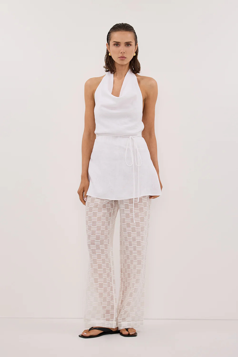 ELBA WHITE SHEER CHECK PANT - Gamepaces