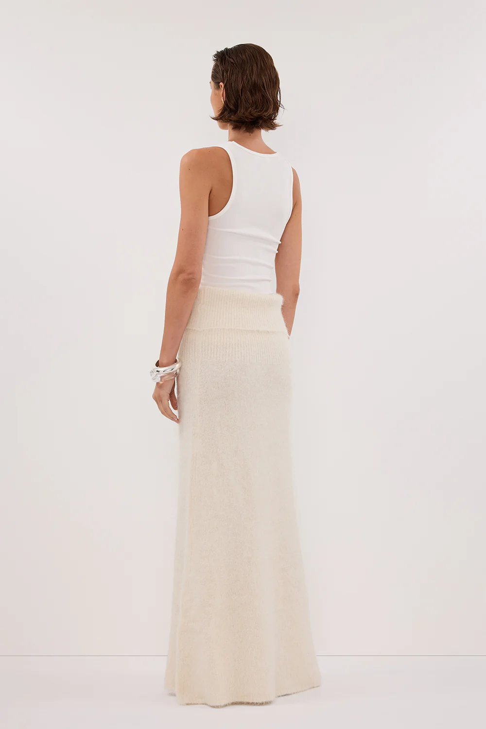 SALMA IVORY KNIT MAXI SKIRT - Gamepaces