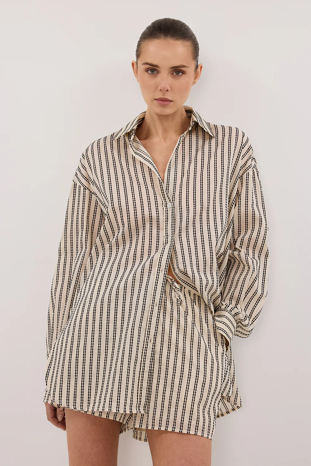 ELLIE CREAM STRIPE DRAWSTRING SHORTS - Gamepaces