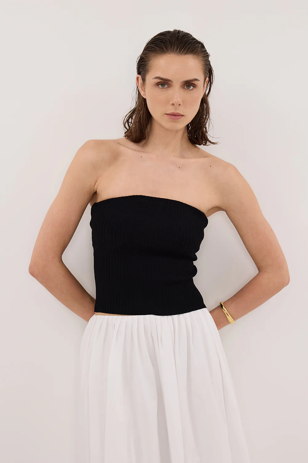 LIMA BLACK STRAPLESS BANDEAU KNIT TOP - Gamepaces