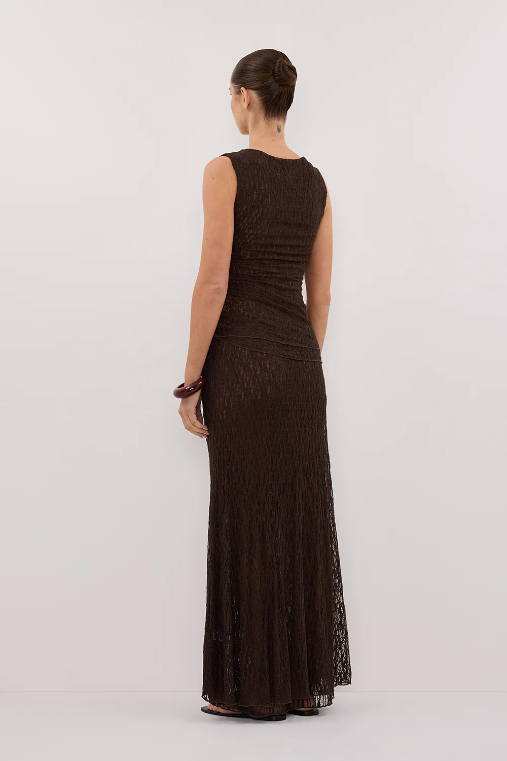 LIZZIE DARK CHOCOLATE SLEEVELESS LACE TOP - Gamepaces