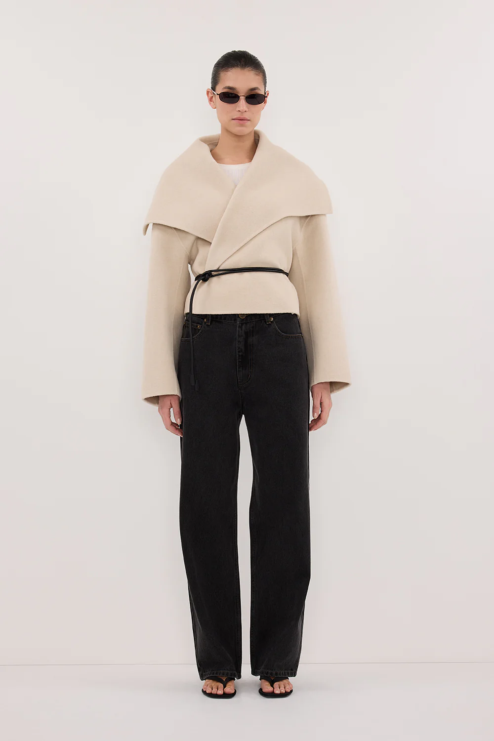 LUCIA BONE CROPPED WOOL BLEND TRENCH COAT - Gamepaces