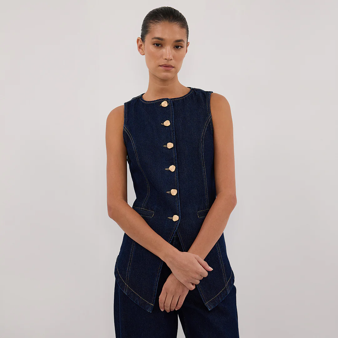 OLLY INDIGO DENIM VEST - Gamepaces