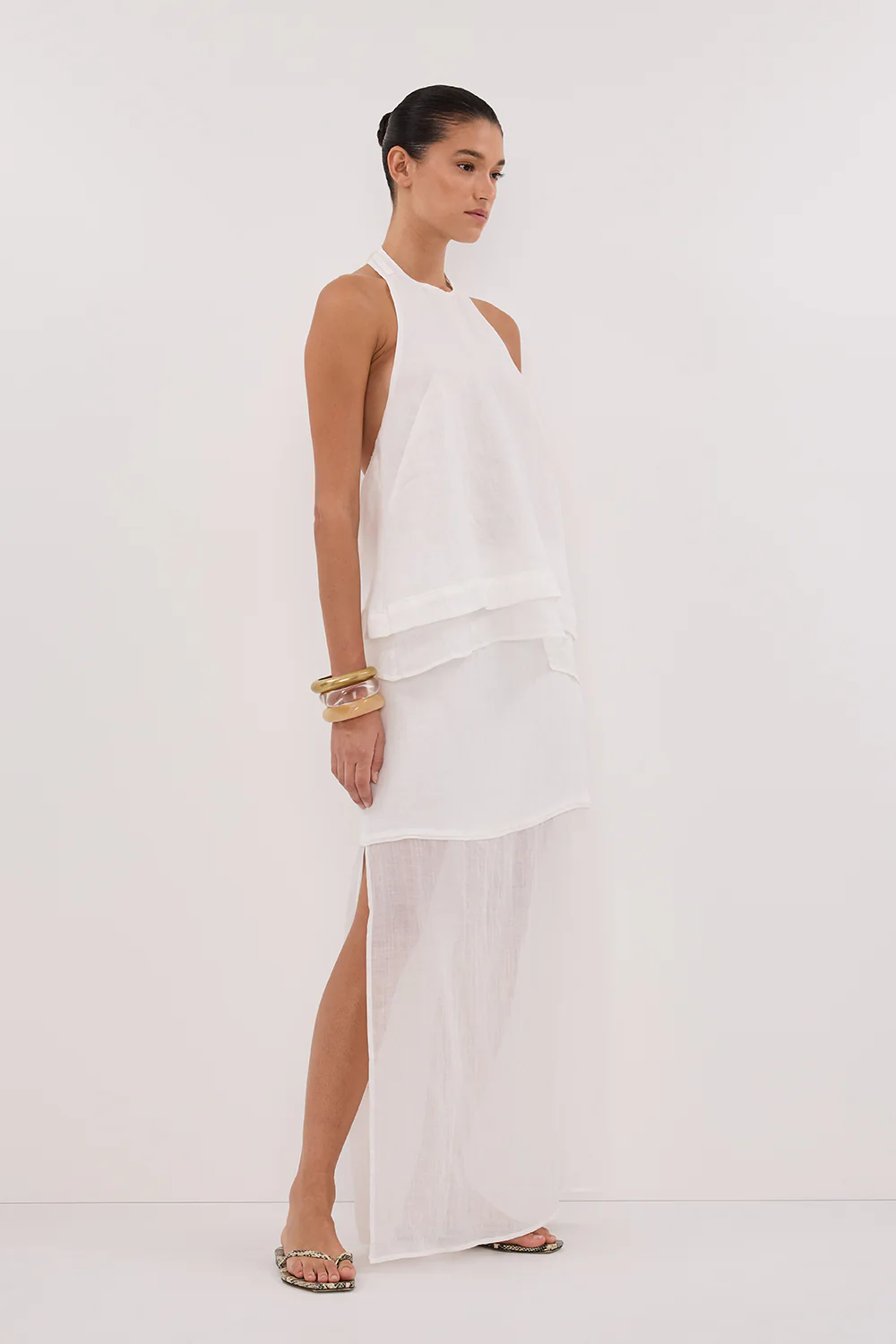 CARMEL WHITE RAMIE HALTER TOP - Gamepaces